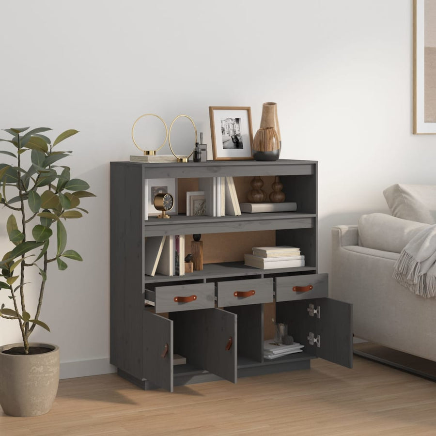 Hoge Kast 100X40X108,5 Cm Massief Grenenhout Grijs