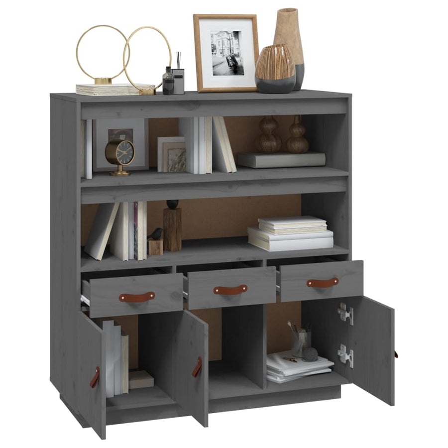 Hoge Kast 100X40X108,5 Cm Massief Grenenhout Grijs