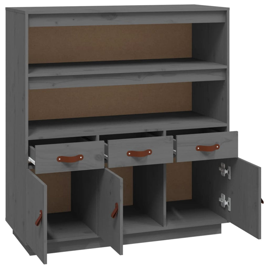 Hoge Kast 100X40X108,5 Cm Massief Grenenhout Grijs