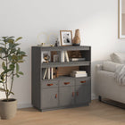 High cabinet 100x40x108.5 cm solid pine wood grey