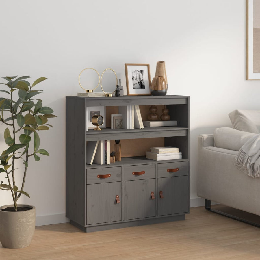 Hoge Kast 100X40X108,5 Cm Massief Grenenhout Grijs