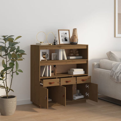 Hoge Kast 100X40X108,5 Cm Massief Grenenhout Honingbruin