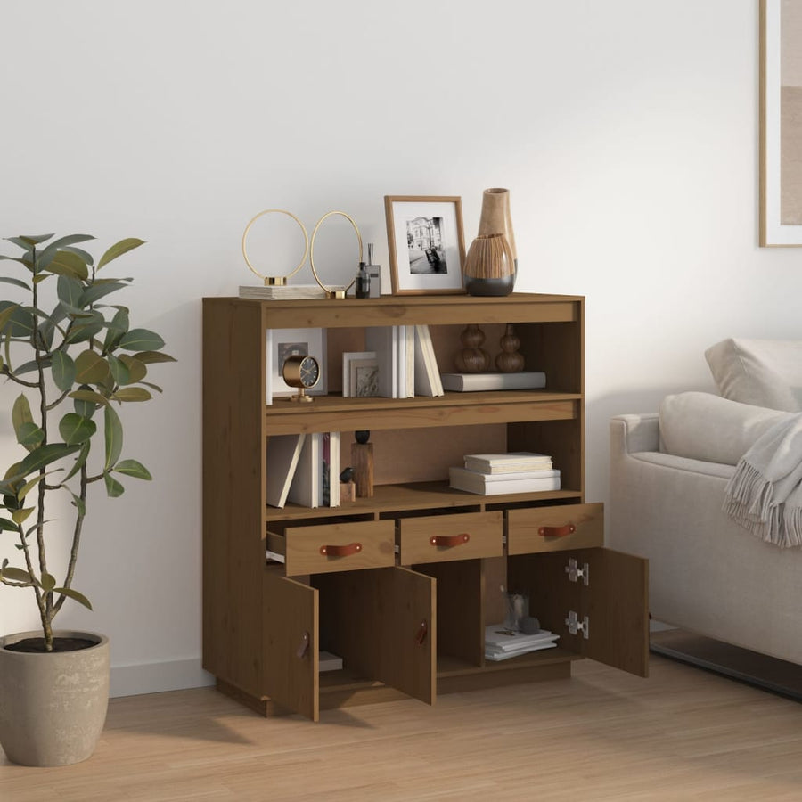 Hoge Kast 100X40X108,5 Cm Massief Grenenhout Honingbruin