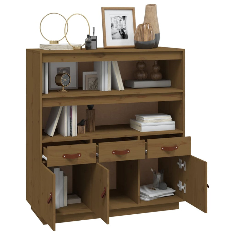 Hoge Kast 100X40X108,5 Cm Massief Grenenhout Honingbruin