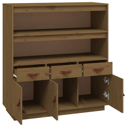Hoge Kast 100X40X108,5 Cm Massief Grenenhout Honingbruin