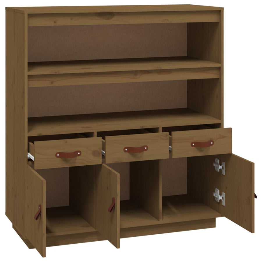 Hoge Kast 100X40X108,5 Cm Massief Grenenhout Honingbruin