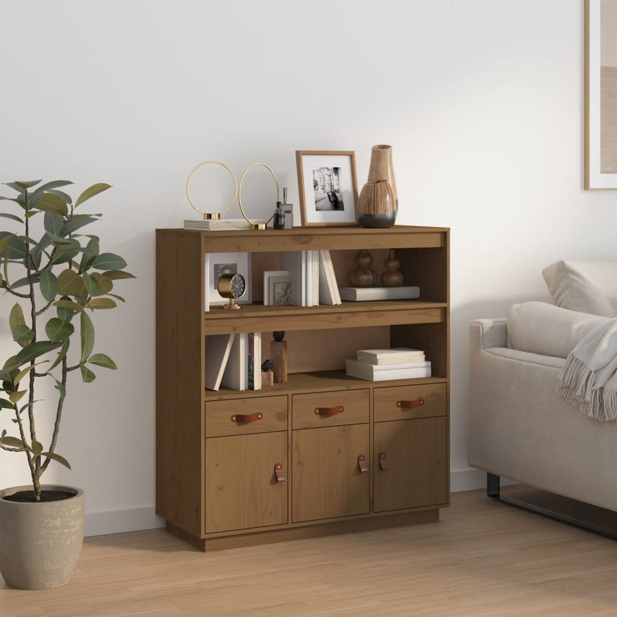 Hoge Kast 100X40X108,5 Cm Massief Grenenhout Honingbruin