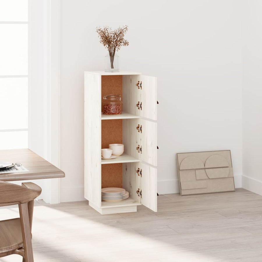Hoge Kast 34X40X108,5 Cm Massief Grenenhout Wit