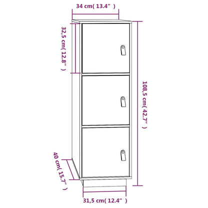 Hoge Kast 34X40X108,5 Cm Massief Grenenhout Wit