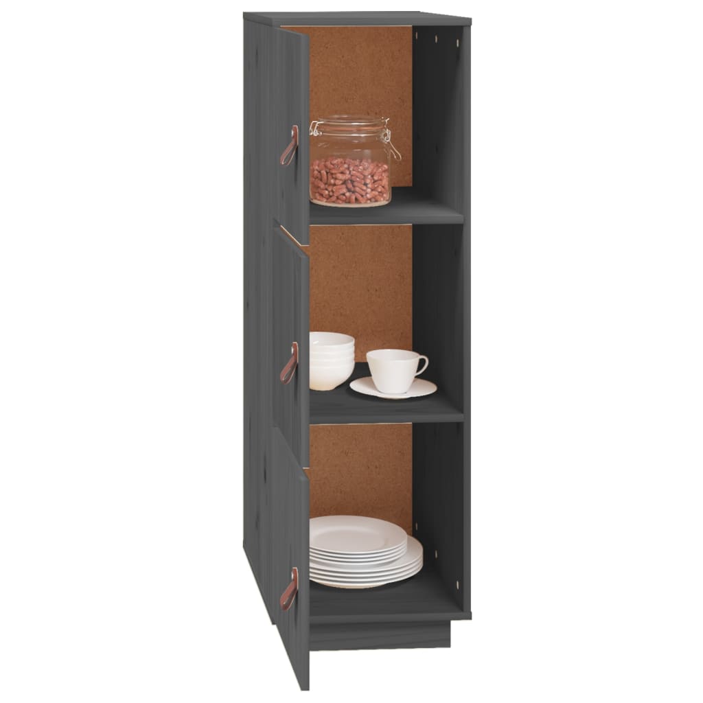 Hoge Kast 34X40X108,5 Cm Massief Grenenhout Grijs