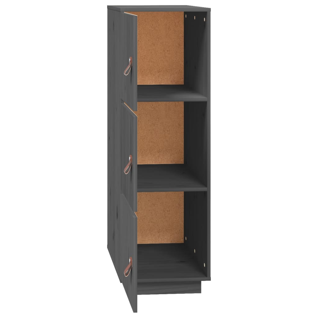 Hoge Kast 34X40X108,5 Cm Massief Grenenhout Grijs