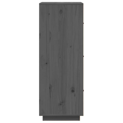 Hoge Kast 34X40X108,5 Cm Massief Grenenhout Grijs
