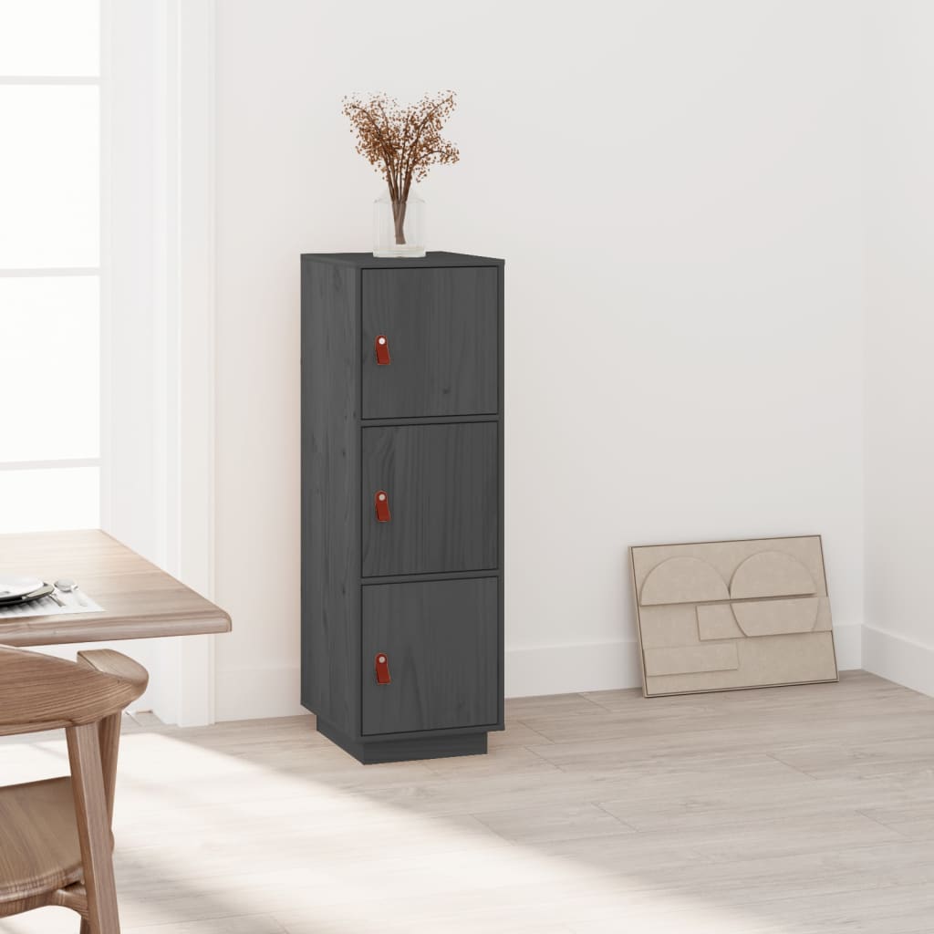 Hoge Kast 34X40X108,5 Cm Massief Grenenhout Grijs