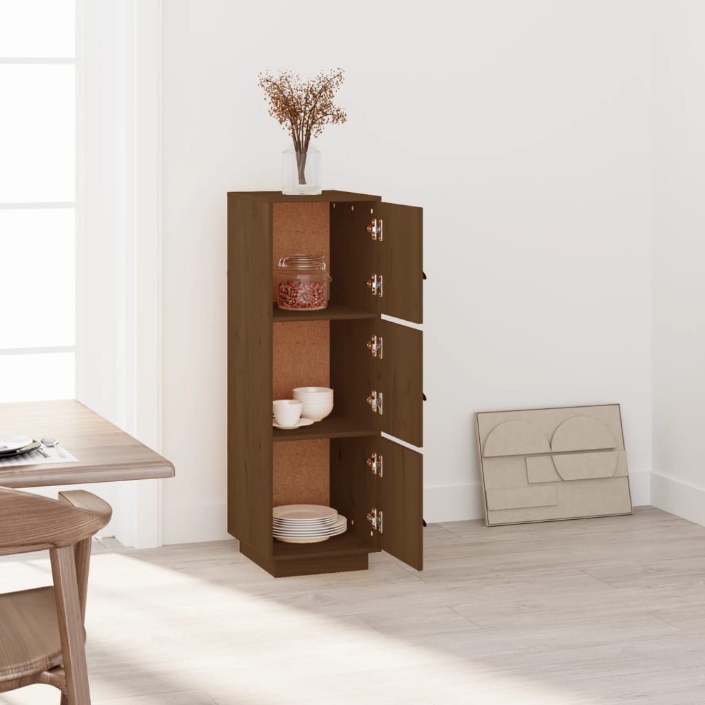 Hoge Kast 34X40X108,5 Cm Massief Grenenhout Honingbruin