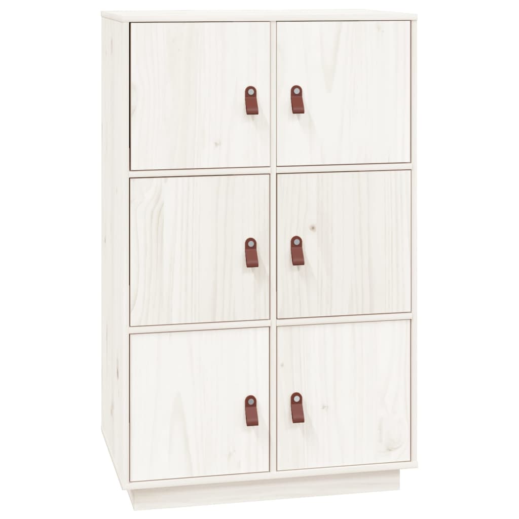 Hoge Kast 67X40X108,5 Cm Massief Grenenhout Wit