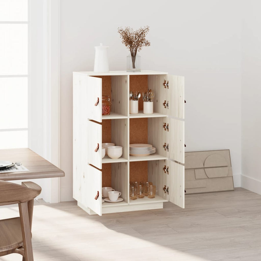 Hoge Kast 67X40X108,5 Cm Massief Grenenhout Wit