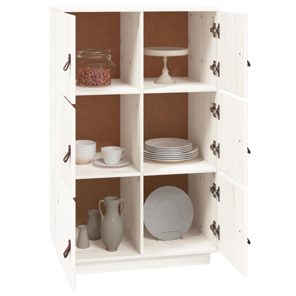 Hoge Kast 67X40X108,5 Cm Massief Grenenhout Wit