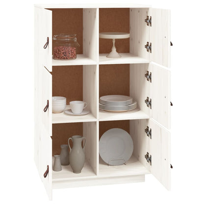 Hoge Kast 67X40X108,5 Cm Massief Grenenhout Wit