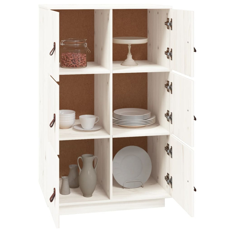 Hoge Kast 67X40X108,5 Cm Massief Grenenhout Wit