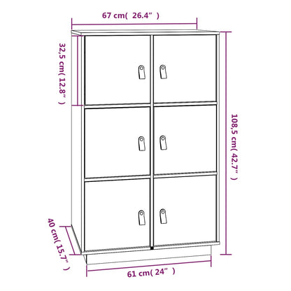 Hoge Kast 67X40X108,5 Cm Massief Grenenhout Wit