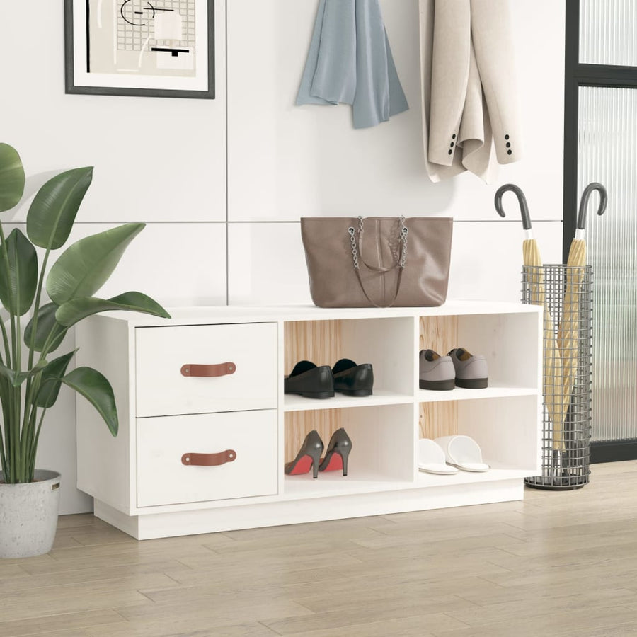 Schoenenbank 00X34X45 Cm Massief Grenenhout Wit