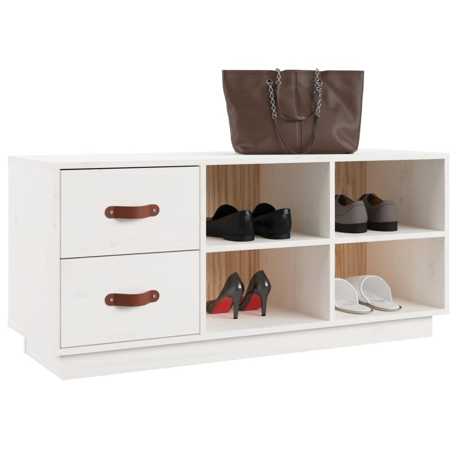 Schoenenbank 00X34X45 Cm Massief Grenenhout Wit