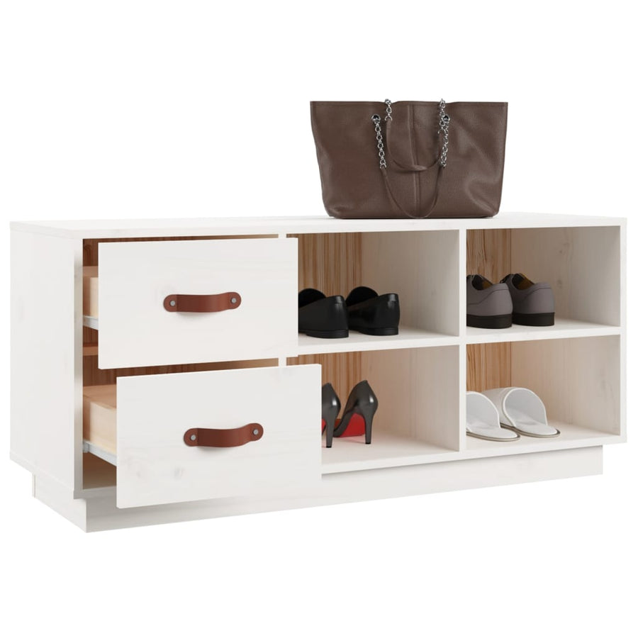 Schoenenbank 00X34X45 Cm Massief Grenenhout Wit