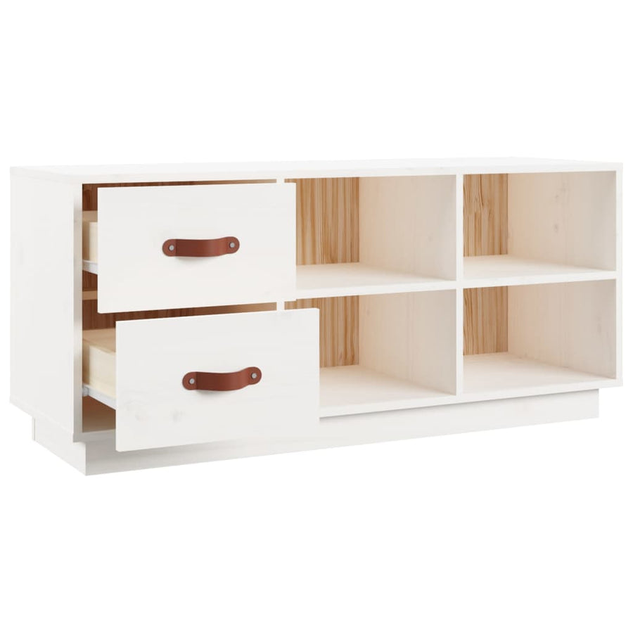 Schoenenbank 00X34X45 Cm Massief Grenenhout Wit