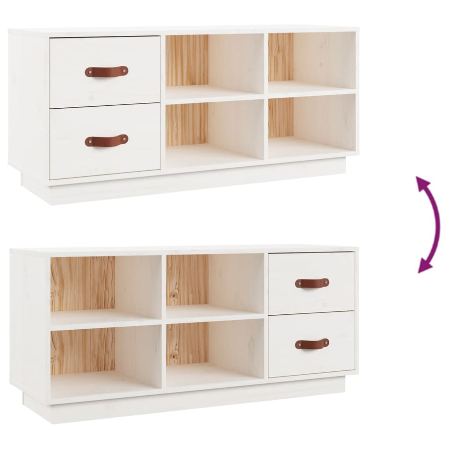 Schoenenbank 00X34X45 Cm Massief Grenenhout Wit