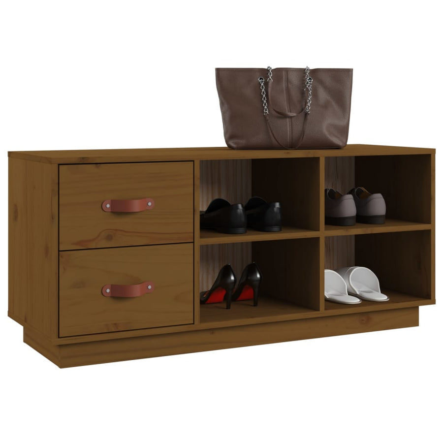 Schoenenbank 00X34X45 Cm Massief Grenenhout Honingbruin