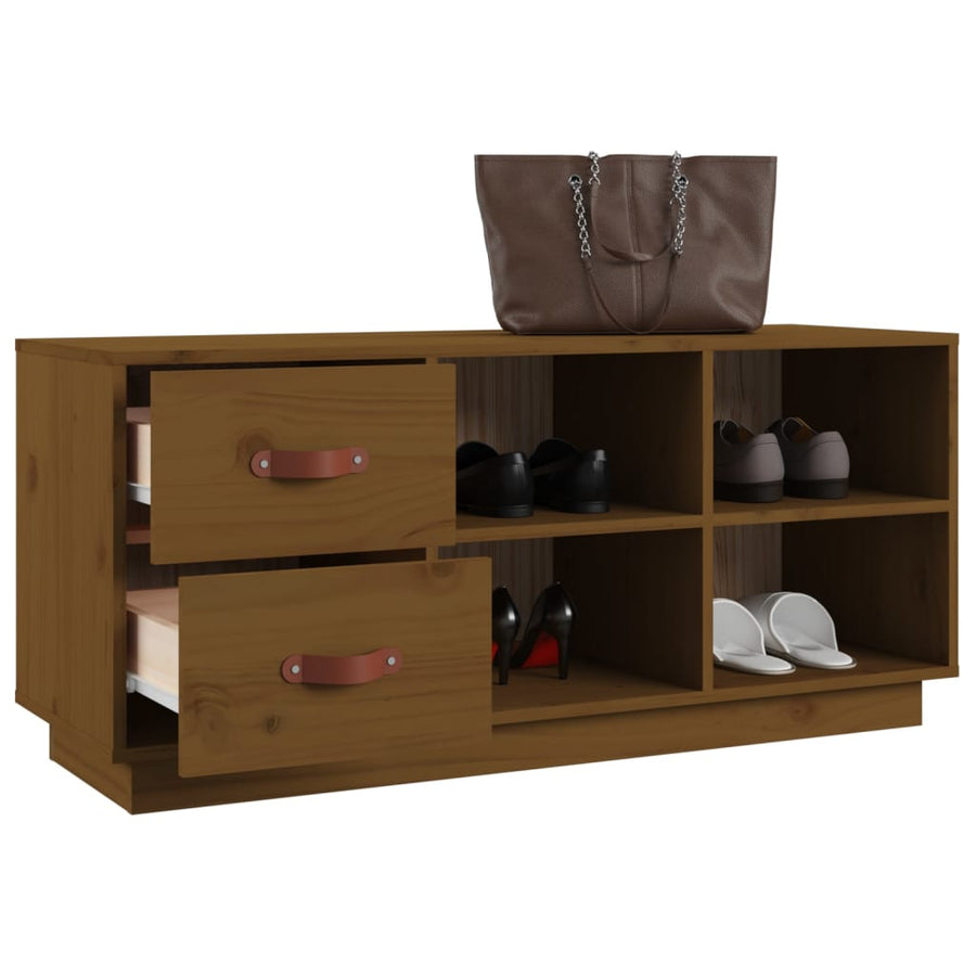 Schoenenbank 00X34X45 Cm Massief Grenenhout Honingbruin