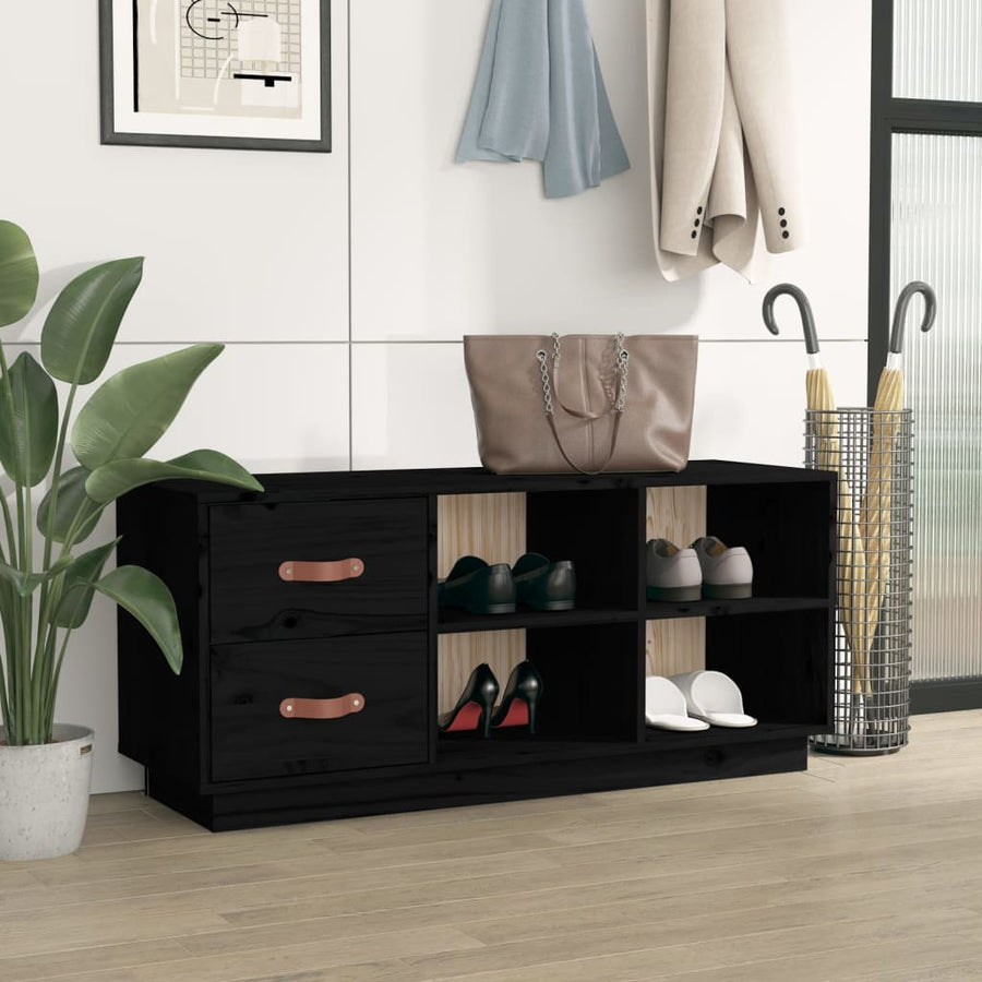 Schoenenbank 100X34X45 Cm Massief Grenenhout Zwart