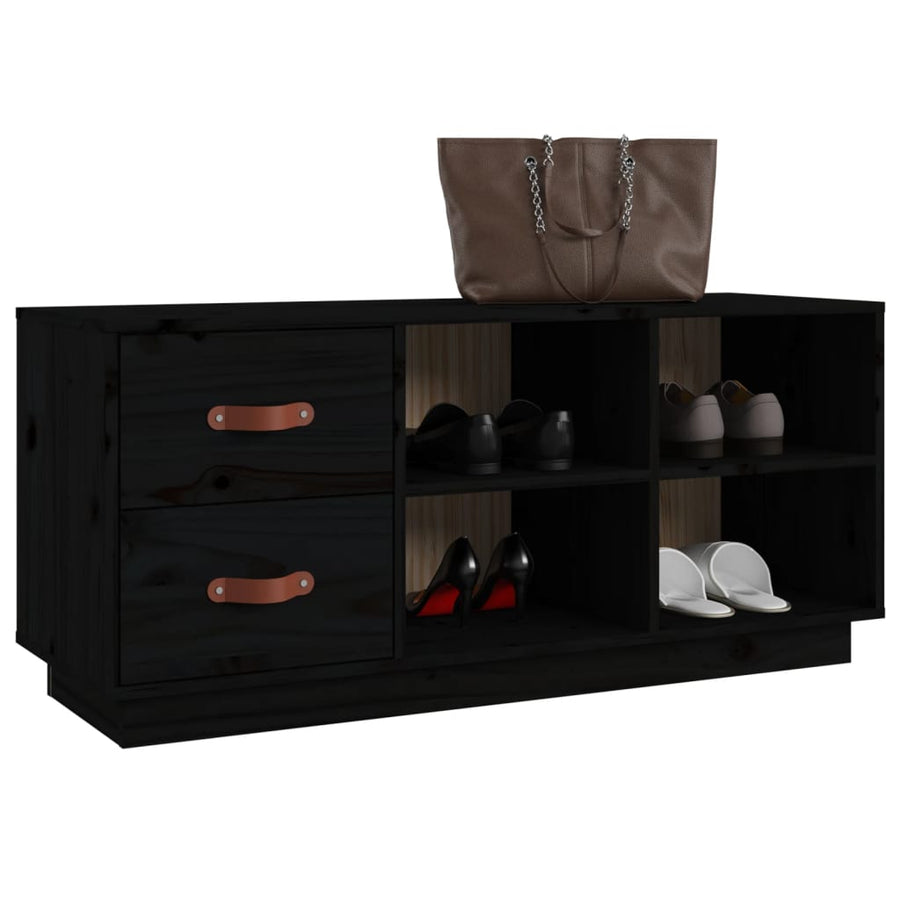 Schoenenbank 100X34X45 Cm Massief Grenenhout Zwart