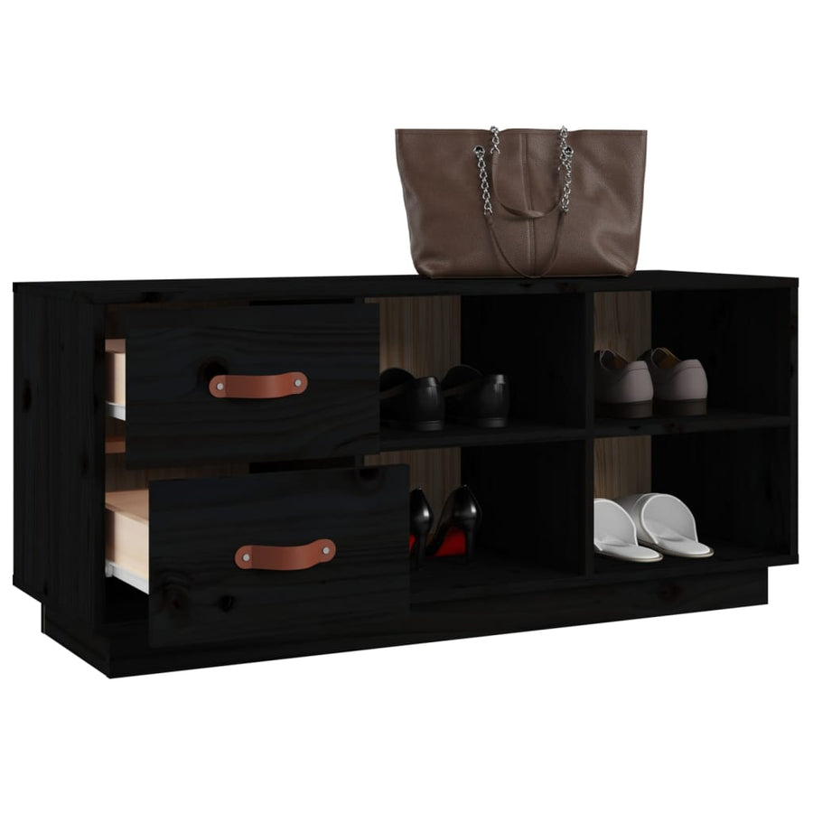 Schoenenbank 100X34X45 Cm Massief Grenenhout Zwart
