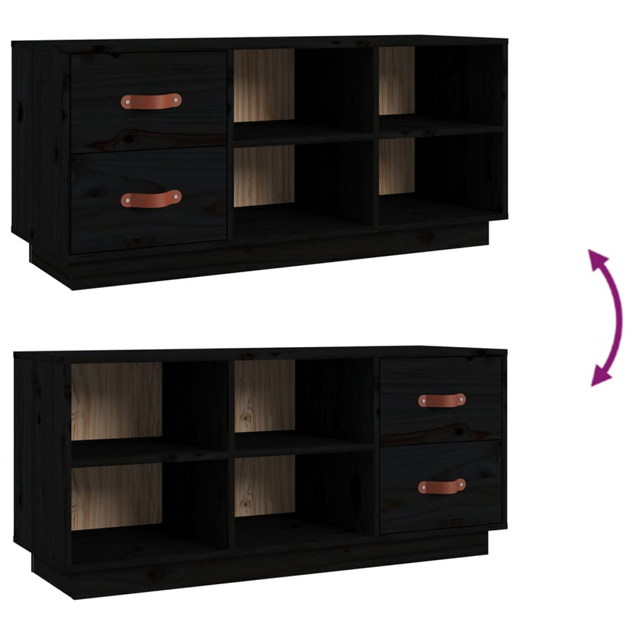 Schoenenbank 100X34X45 Cm Massief Grenenhout Zwart