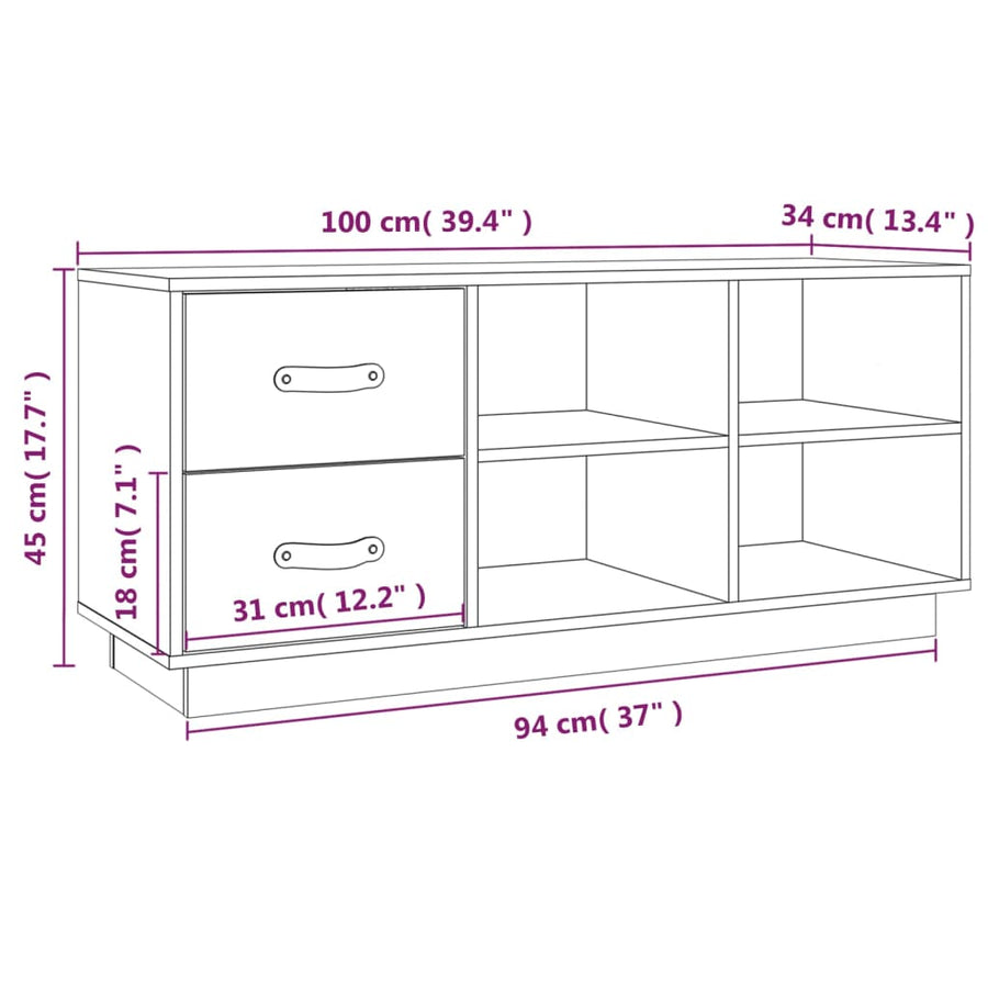 Schoenenbank 100X34X45 Cm Massief Grenenhout Zwart