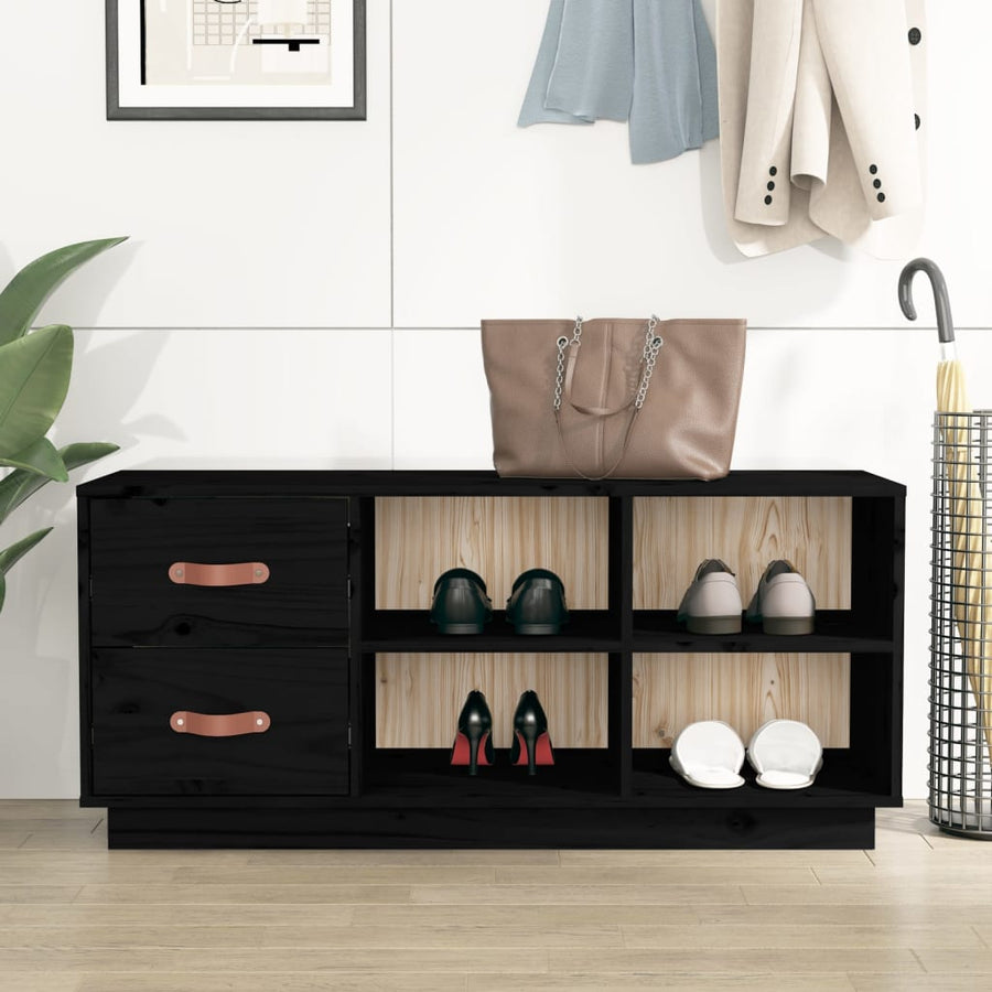 Schoenenbank 100X34X45 Cm Massief Grenenhout Zwart