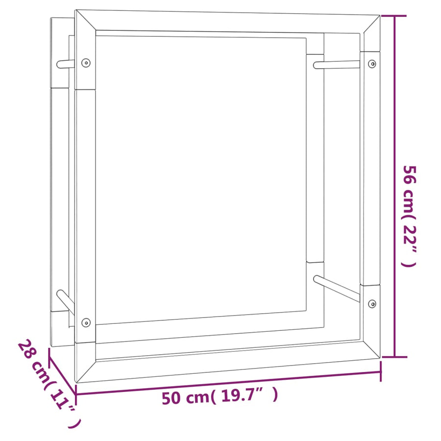 Haardhoutrek Staal Mat 50 x 28 x 56 cm Zwart