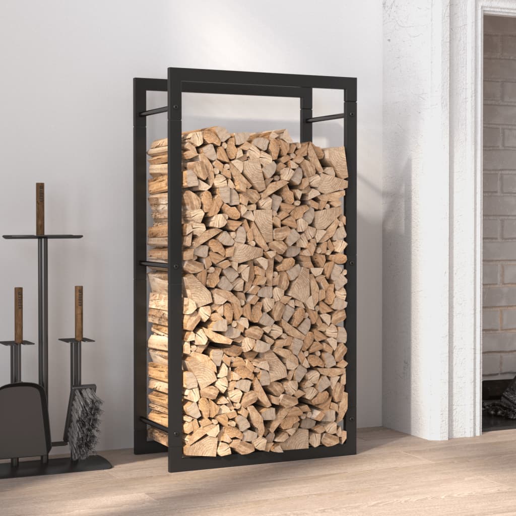 Haardhoutrek Staal Mat 50 x 28 x 94 cm Zwart