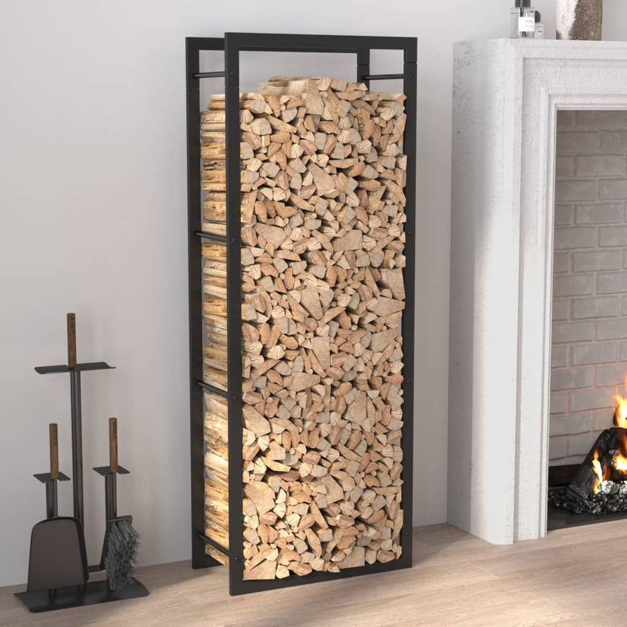 Haardhoutrek Staal Mat 50 x 28 x 132 cm Zwart