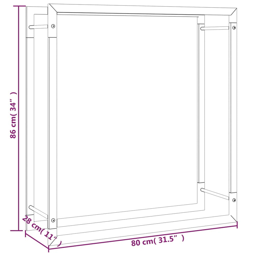Haardhoutrek Staal Mat 80 x 28 x 86 cm Zwart