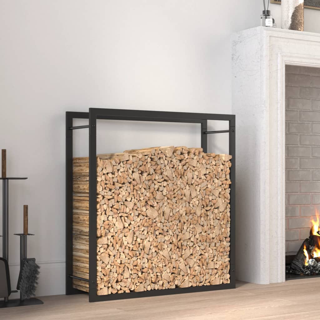 Haardhoutrek Staal Mat 80 x 28 x 86 cm Zwart