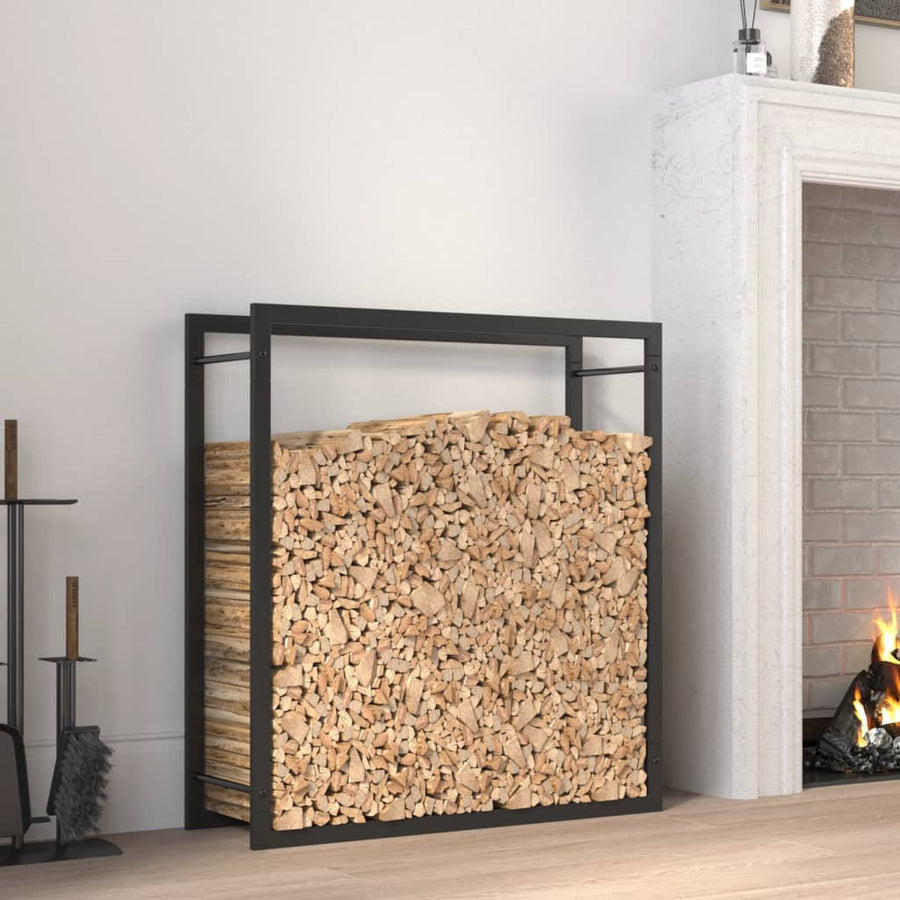 Haardhoutrek Staal Mat 80 x 28 x 86 cm Zwart