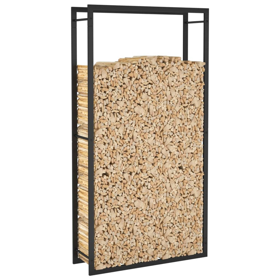 Haardhoutrek Staal Mat 80 x 28 x 154 cm Zwart