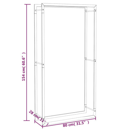 Haardhoutrek Staal Mat 80 x 28 x 154 cm Zwart