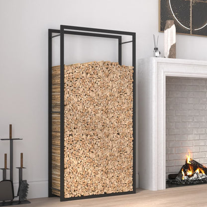 Haardhoutrek Staal Mat 80 x 28 x 154 cm Zwart