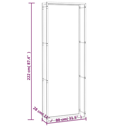 Haardhoutrek Staal Mat 80 x 28 x 222 cm Zwart