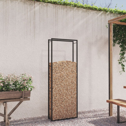 Haardhoutrek Staal Mat 80 x 28 x 222 cm Zwart