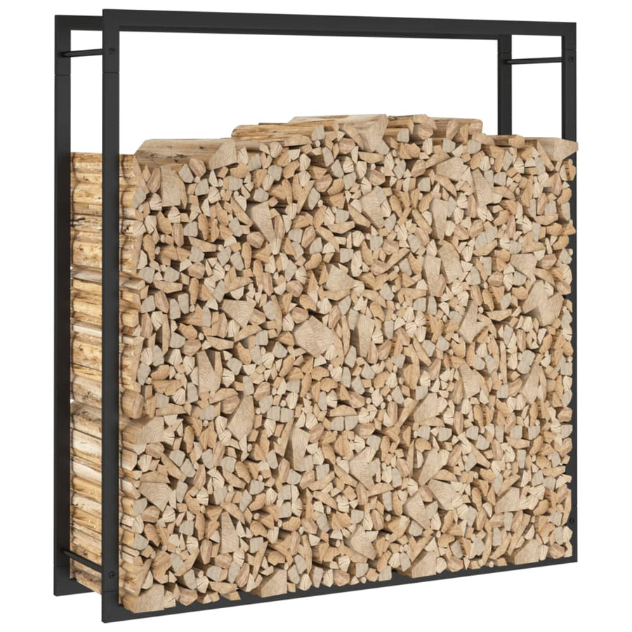 Haardhoutrek Staal Mat 110 x 28 x 116 cm Zwart