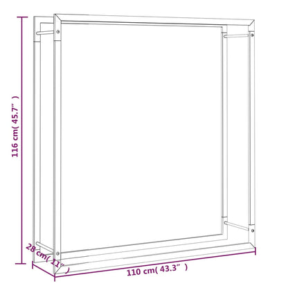 Haardhoutrek Staal Mat 110 x 28 x 116 cm Zwart